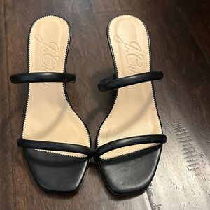 J. Crew Black Double-Strap Leather Slide Mules